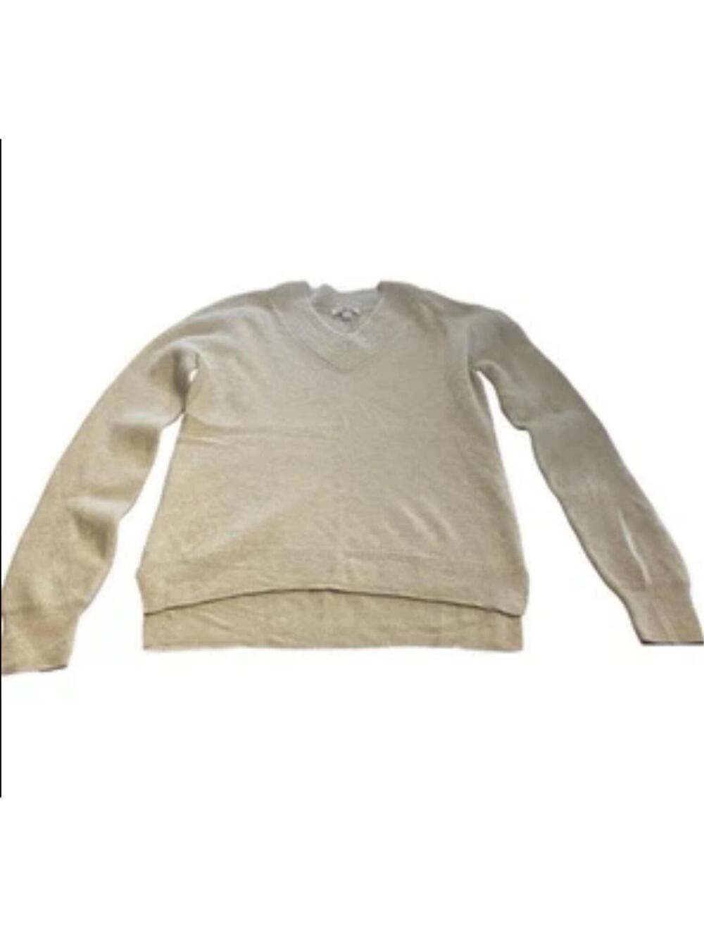 JOHNNY WAS Casey Cashmere Whipstitch Oat Colored‎ Sweater- S